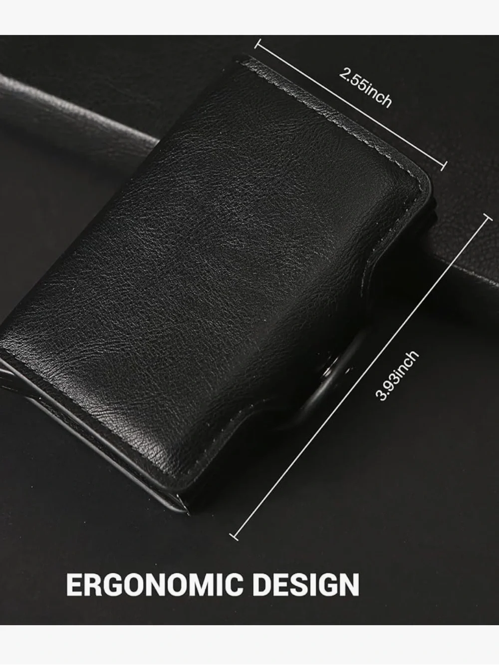 Black Leather Double Pop-up Credit Card Wallet